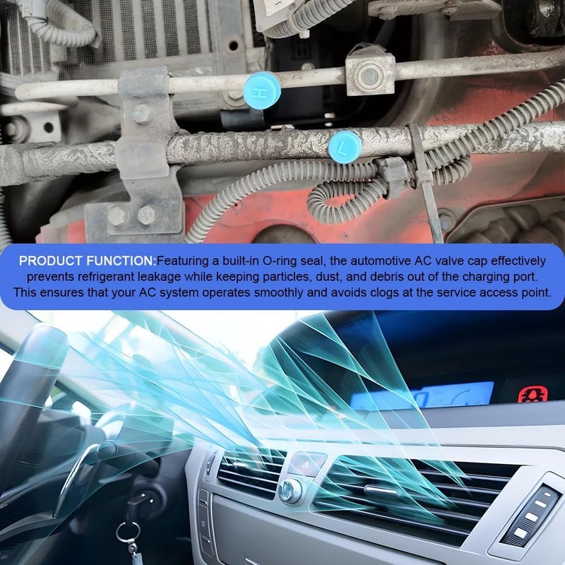 deemars Blue Replacement Valve Caps for Car Air Conditioning, Car Refrigerant Caps, Leakproof R134a AC System Charging Port Dust Cover, Auto High and Low Pressure AC Covers for Most Vehicles (4PCS) - Image 5